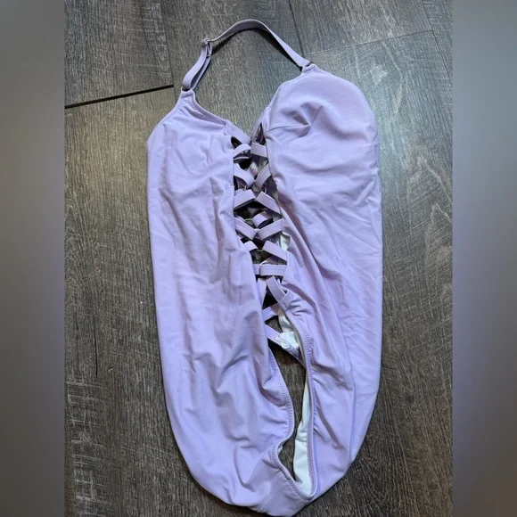 Lavender One-Piece Swimsuit with Side Straps - Picture 2 of 3